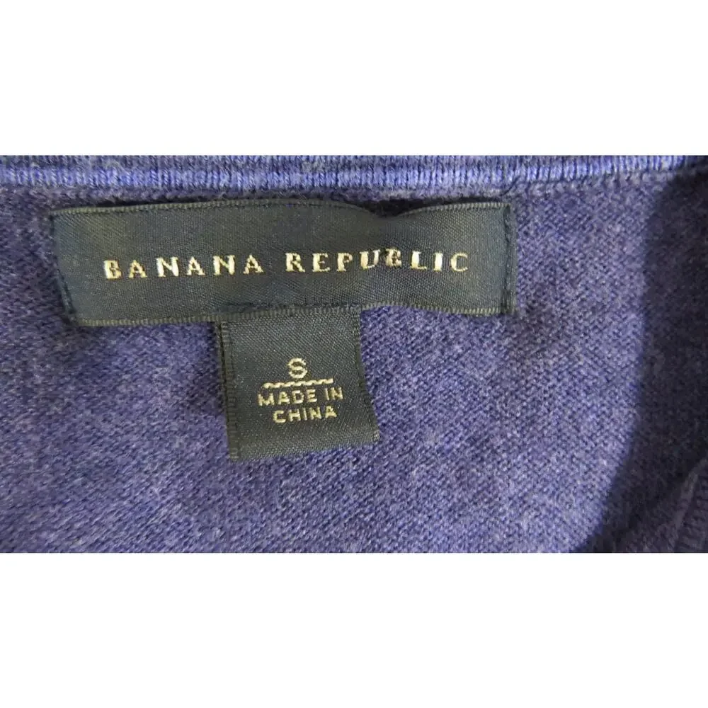 Banana Republic Silk Cashmere Polo Sweater Mens S Blue Short Sleeve Luxury Knit‎